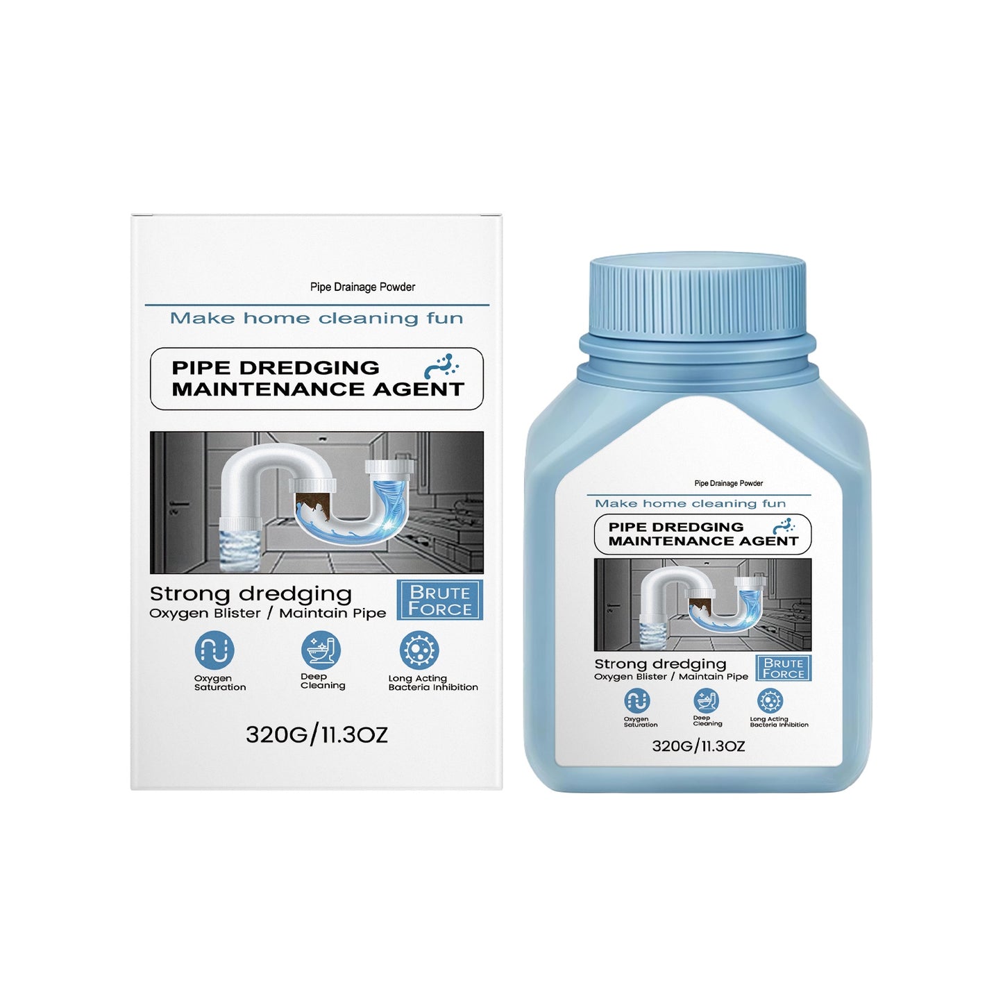 Drain cleaning powder in use