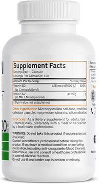 Bronson Vitamin K2 + D3 (120 Capsules)